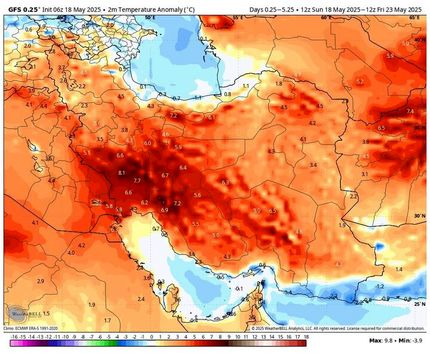 دمای بالای ۵۰ درجه سانتی‌گراد به ایران رسید