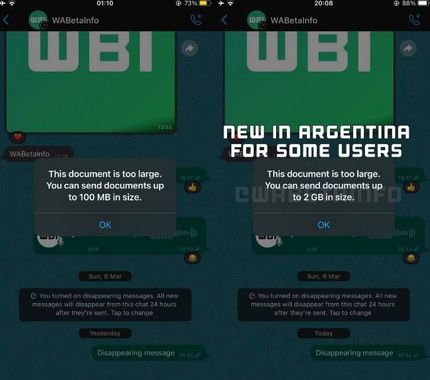 واتس‌اپ در حال آزمایش ارسال فایل با حجم ۲ گیگابایت