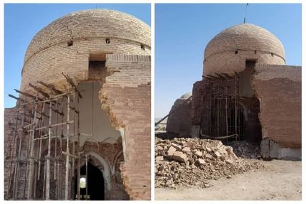 شرایط در حال ریزش بنای گنبدخانه امامزاده سلیمان(ع)